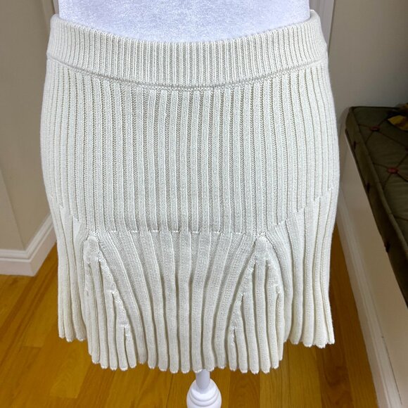 Reformation Skirt Knit Ribbed Ivory Mini Organic Cotton (S) - Picture 5 of 9